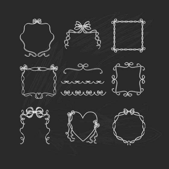 561x560 Chalk Drawn Ribbon Frame And Border Vectors