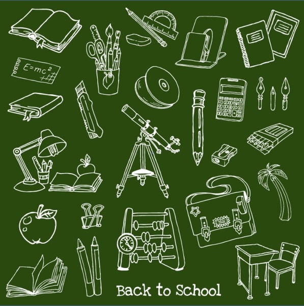 Chalk Drawn School Elements Vector Free Vector In Encapsulated 597x600 Chalk Drawn School Elements Vector Free Vector In Encapsulated