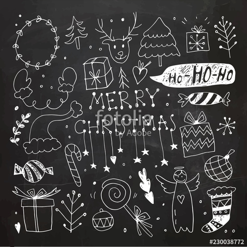 Chalkboard Christmas Doodle Collection Vector Illustration Chalk 500x500 Chalkboard Christmas Doodle Collection Vector Illustration Chalk