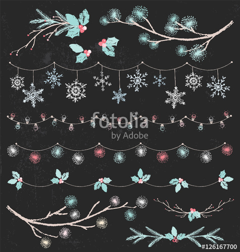 Christmas Party Lights And Garlands Vintage Chalk Drawing Vector 475x500 Christmas Party Lights And Garlands Vintage Chalk Drawing Vector