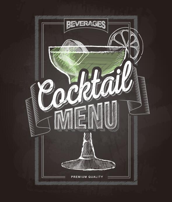 Cocktail Menu Cover With Chalkboard And Chalk Drawing Vector 590x695 Cocktail Menu Cover With Chalkboard And Chalk Drawing Vector