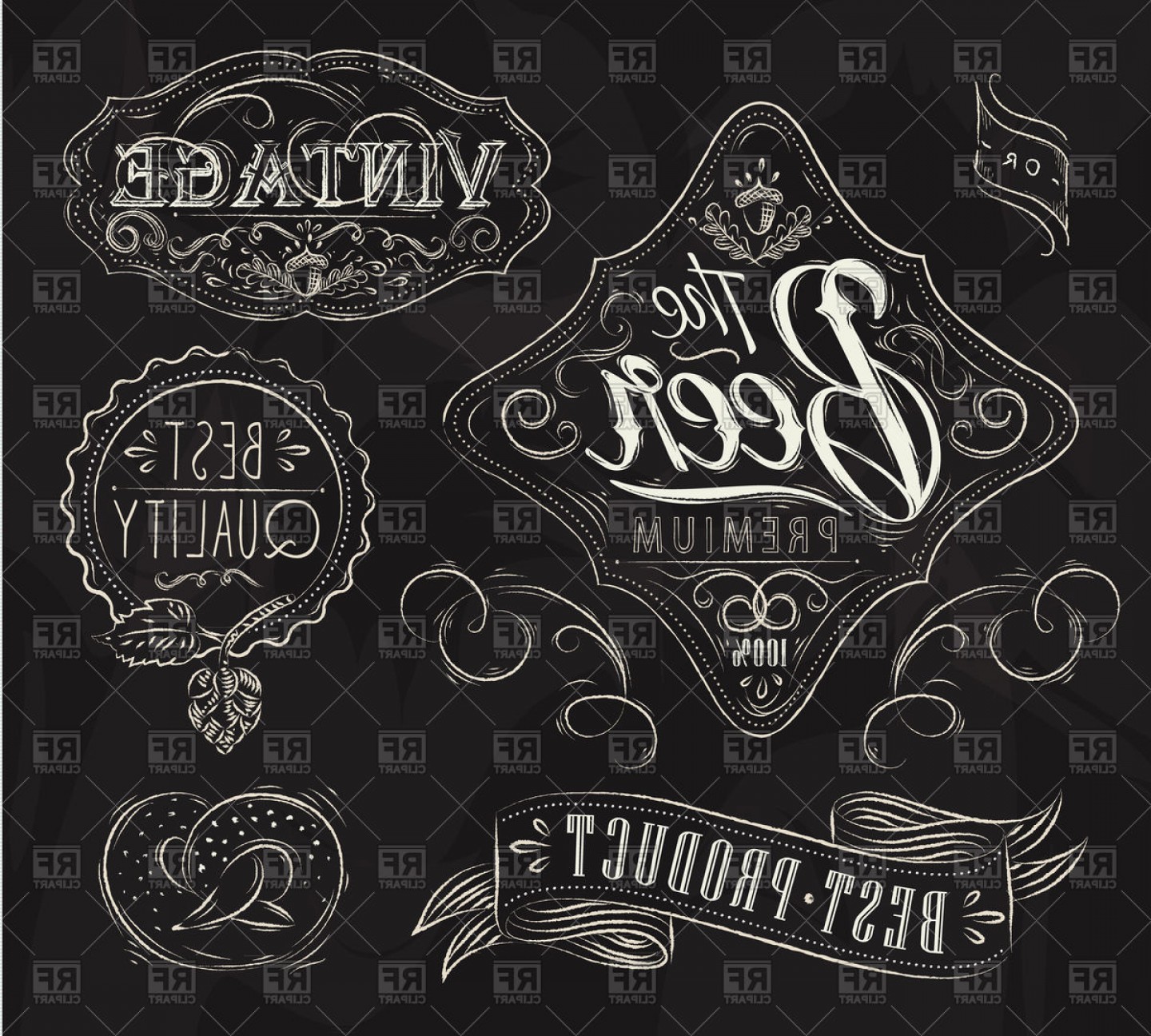Vintage Elements Stylized Under Chalk Drawing Theme Of Beer Vector 1440x1296 Vintage Elements Stylized Under Chalk Drawing Theme Of Beer Vector