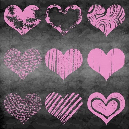 450x450 Chalk Drawn Vector Collection Of Hearts Set Of Heart In Pink