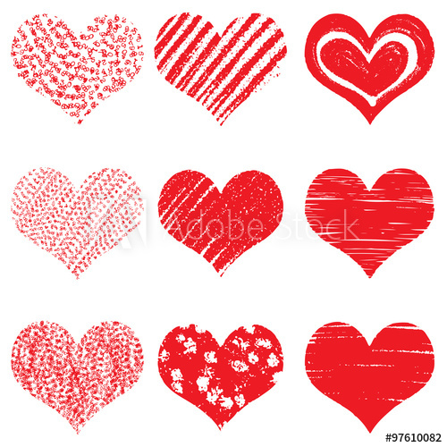 500x500 Hand Drawn Heart Shapes, Icons In Red Color For Valentines