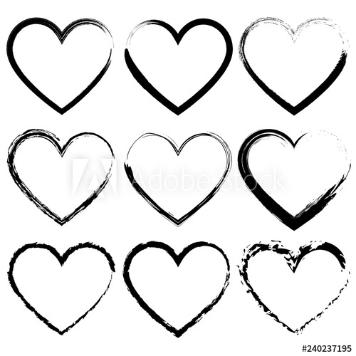 500x500 Abstract Heart Shapes Set, Chalk Heart Design