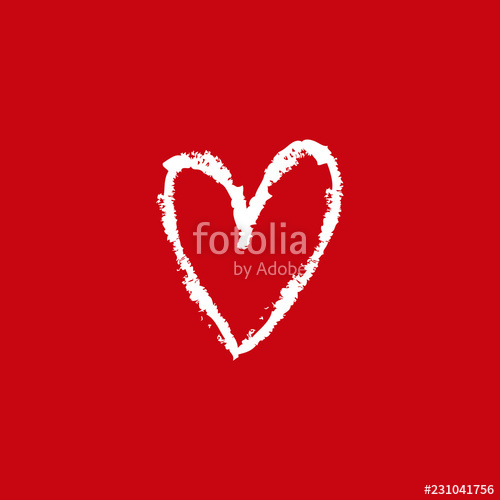 500x500 Heart Vector Illustration, Grungy Style, Chalk Texture On Red