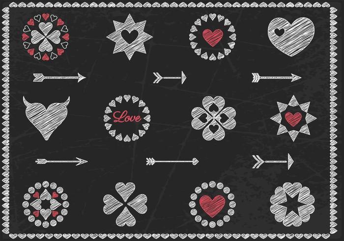 700x490 Chalk Drawn Heart Vector And Arrow Vector Pack