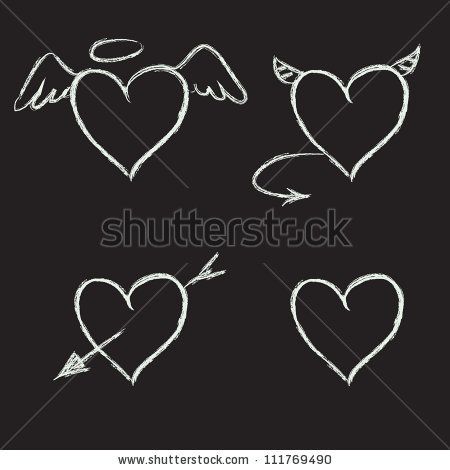 450x470 Set Of Hand Drawn Hearts On Chalkboard Background Vector