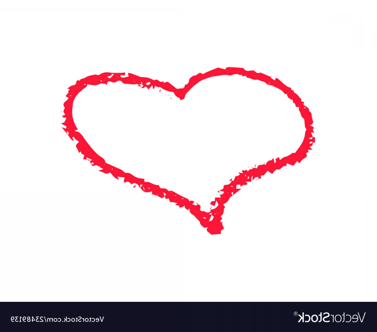 1200x1056 Single Red Heart Outline Chalk Icon For Valentine Vector Handandbeak