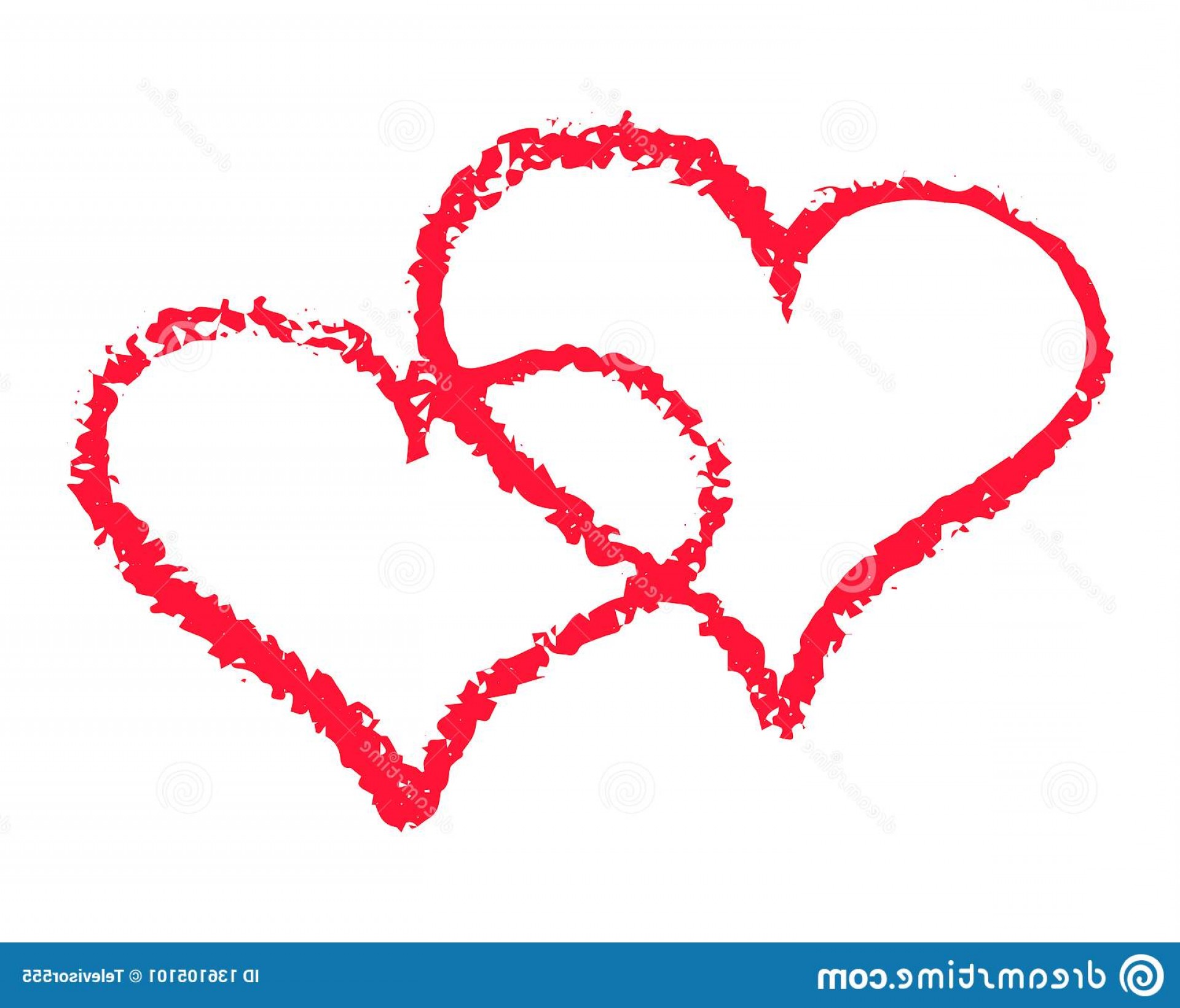 1920x1642 Two Red Hearts Outline Vector Illustration White Background St
