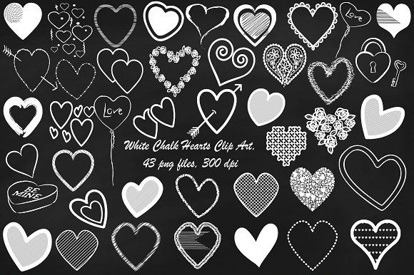 580x386 White Chalk Hearts Clip Art