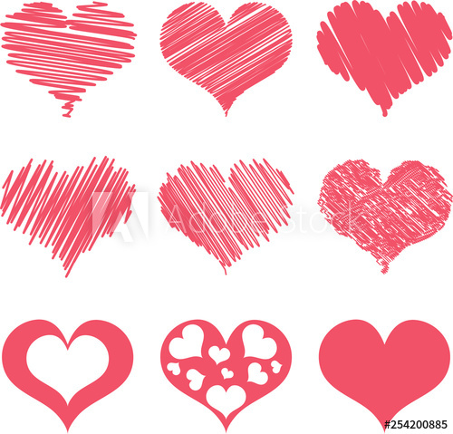 500x479 Heart, Vector, Love, Shape, Drawn, Background, Set, Illustration