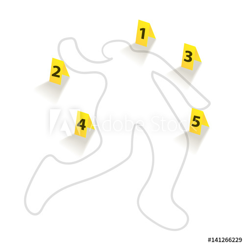 500x500 Chalk Silhouette Of A Corpse With Yellow Tablets Indicating Clues
