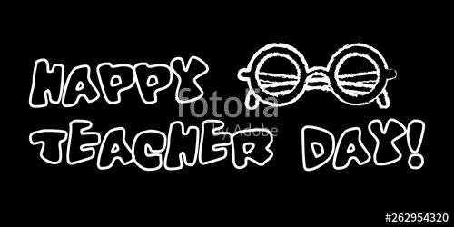 500x250 Happy Teacher Day Banner White Chalk Outline On Blackboard Style