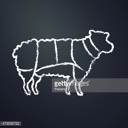 416x416 Sheep Chalk Painted On Chalkboard Outline Vector Illustration