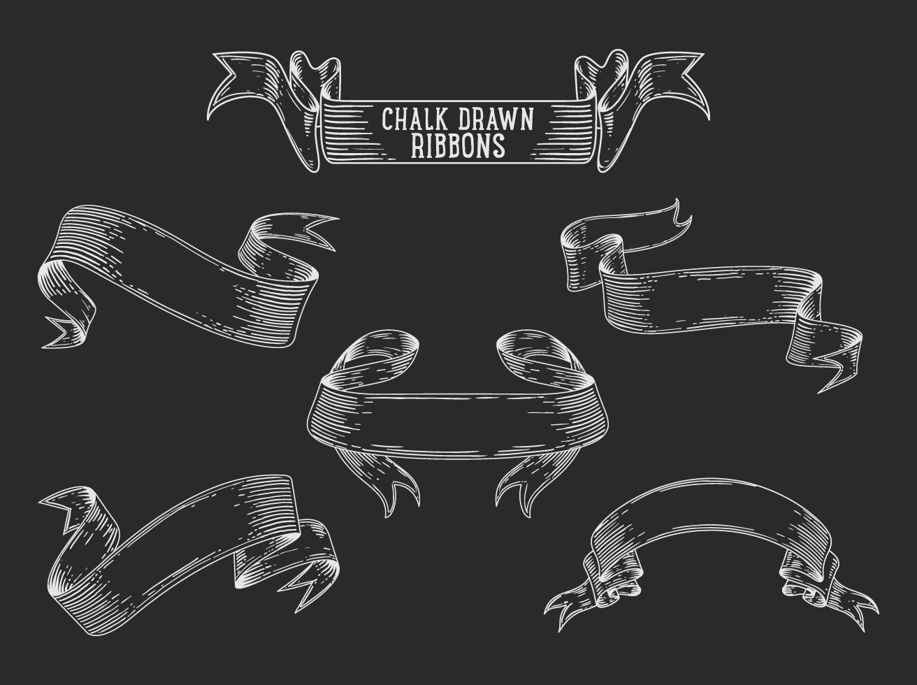 Free Chalk Drawn Ribbon Vector Set Vector Art Graphics 1312x980 Free Chalk Drawn Ribbon Vector Set Vector Art Graphics
