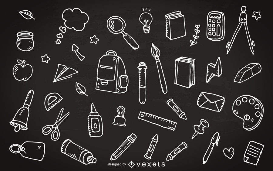 School Supplies Chalkboard Doodles 900x563 School Supplies Chalkboard Doodles