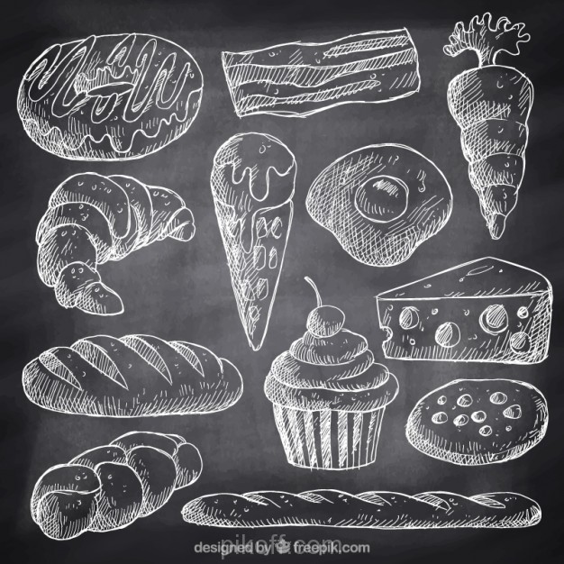 626x626 Sketches Fast Food And Desserts With Chalk Vector Free