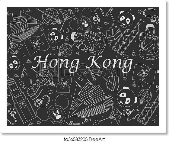 560x470 Free Art Print Of Hong Kong Chalk Vector Illustration Hong Kong