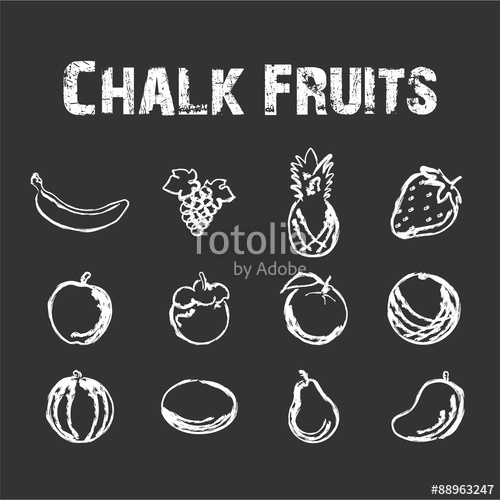500x500 Fruit In Chalk Vector Illustration