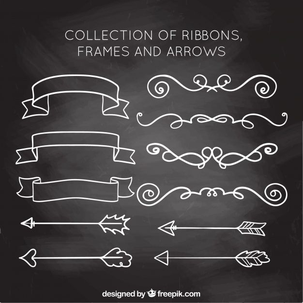 626x626 Ribbons, Frames And Arrows Collection In Chalkboard Style Free