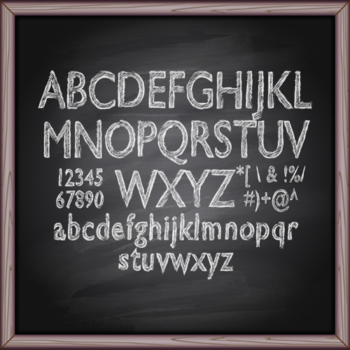 500x500 Alphabet With Numbers And Chalkboard Vector Free Vector