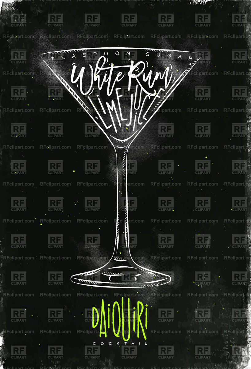 818x1200 Daiquiri Cocktail On Chalkboard Background Vector Image Of Food
