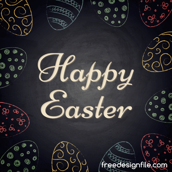 600x600 Happy Easter Frame With Chalkboard Background Vector