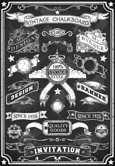 480x690 Banners Labels Vintage Blackboard