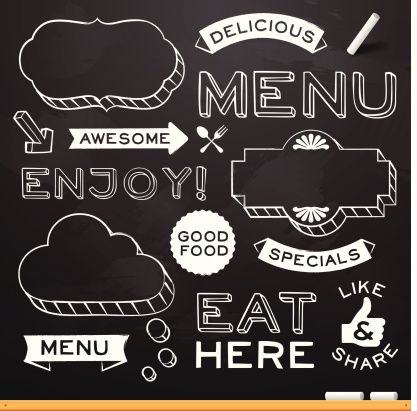 417x411 Chalkboard Restaurant Menu Elements Vector Art