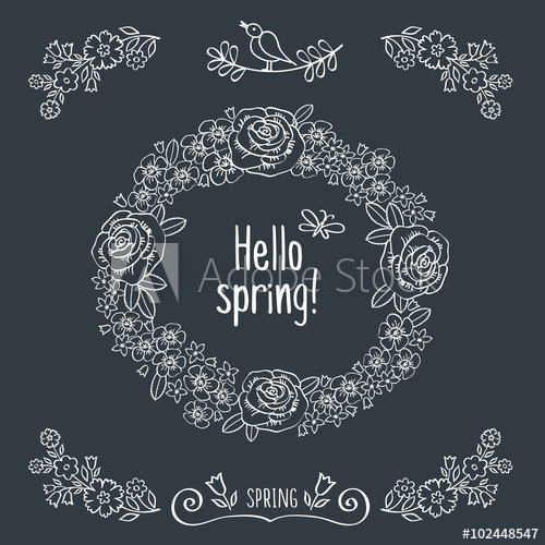500x500 Hello Spring! Spring Wreath Of Decorative Flowers Spring Flowers