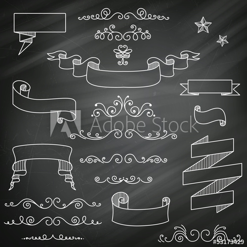 500x500 Vector Illustration Of Decorative Vintage Chalkboard Elements