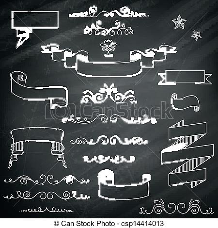 450x470 Vector Vintage Chalkboard Elements Vector Illustration