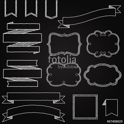 Vector Collection Of Chalkboard Style Banners, Ribbons And Frame 500x500 Vector Collection Of Chalkboard Style Banners, Ribbons And Frame