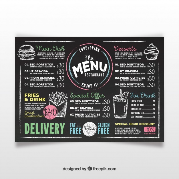 626x626 Chalkboard Menu Vectors, Photos And Free Download
