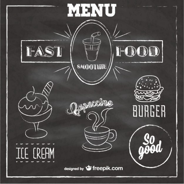 626x626 Chalkboard Fast Food Menu Vector Free Download