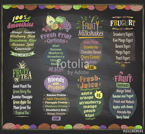500x463 Chalkboard Fruit Menu Vector Set Stock Image And Royalty Free
