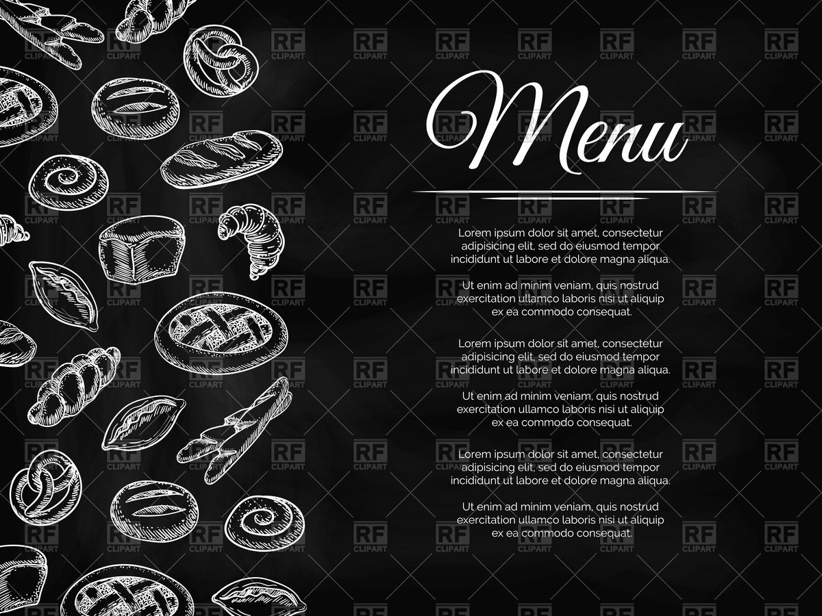1200x900 Chalkboard Menu Background With Hand Drawn Bakery Products Vector