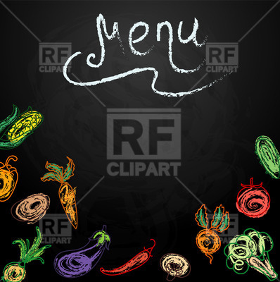 398x400 Chalkboard With Vegetables For Restaurant Menu Vector Image