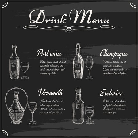 450x450 Drink Menu Elements On Chalkboard Restaurant Blackboard