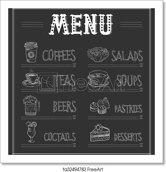 561x581 Free Art Print Of Chalkboard Menu Template Of Food And Drinks