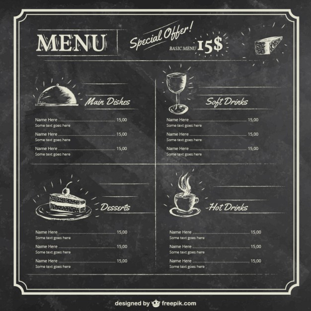 626x626 Menu Template On Blackboard Vector Free Download
