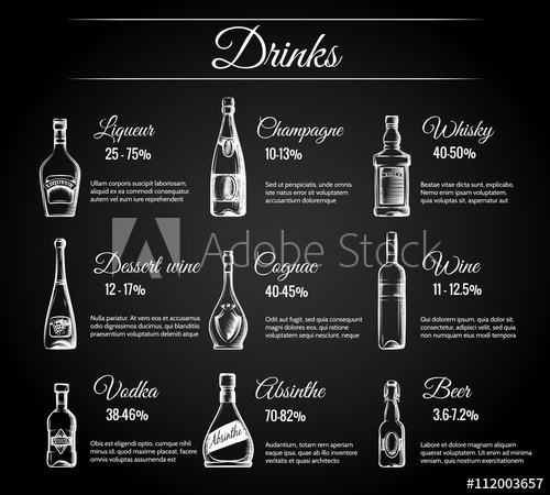 500x450 Alcohol Menu Vector Hand Drawn Drink Menu On Chalkboard