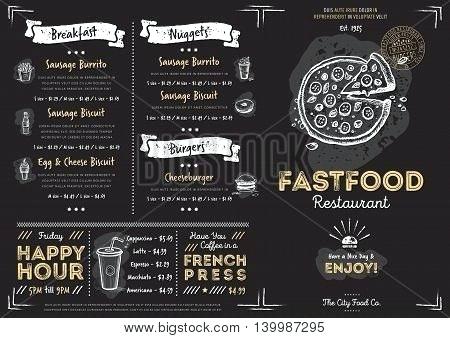 450x338 Chalkboard Menu Design Template Background Fast Food Vector Photo