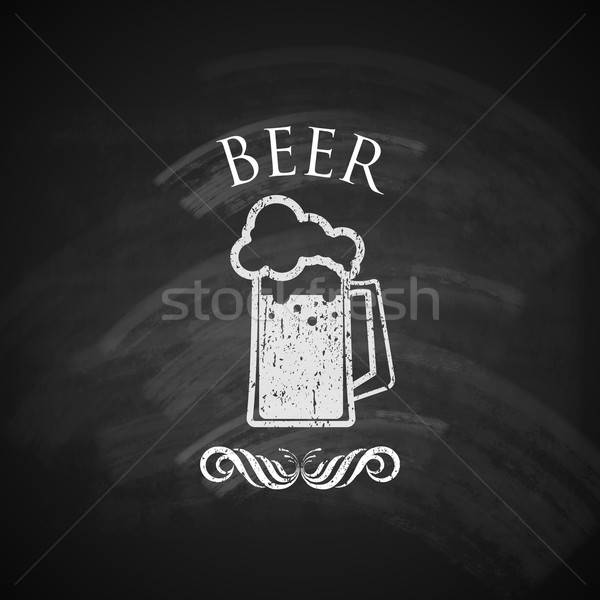 600x600 Vintage Beer Pint Glass With Chalkboard Texture Vector
