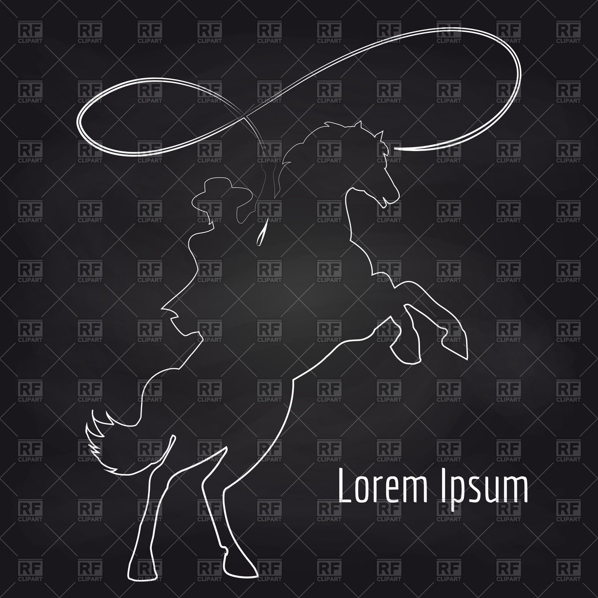 1200x1200 Cowboy With Horse Outline On Chalkboard Vector Image