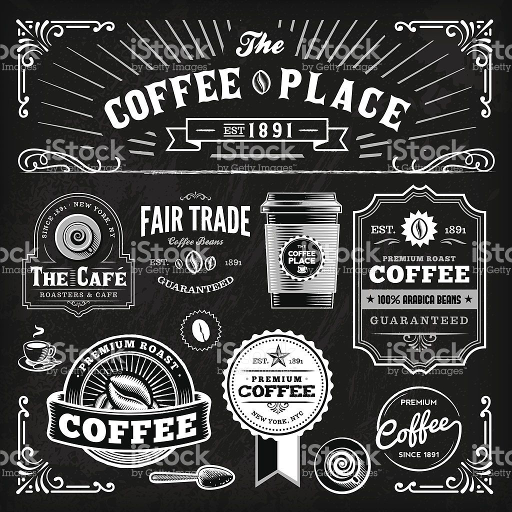 1024x1024 A Collection Of Coffee Themed, Chalkboard Design Elements