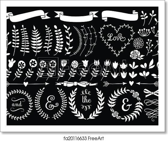 560x470 Free Art Print Of White Floral Laurel Wreath, Vector White