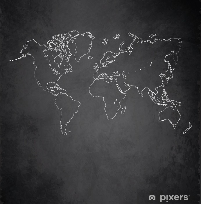 692x700 World Map Blackboard Chalkboard Vector Wall Mural