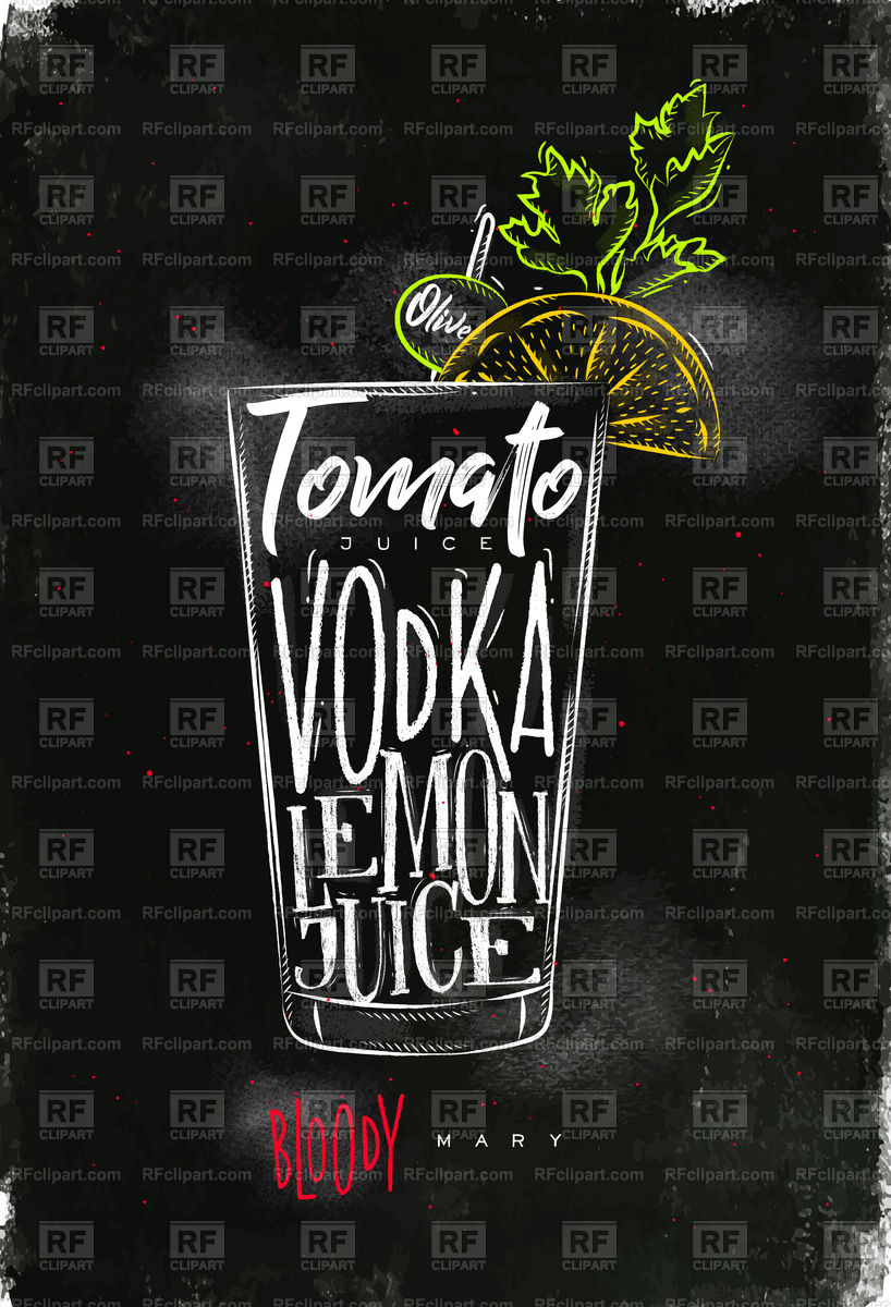 818x1200 Bloody Mary Cocktail Lettering On Chalkboard Vector Image Of Food
